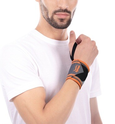Tynor Wrist Wrap With Thumb Loop, Black & Orange, Universal, Pack of 2