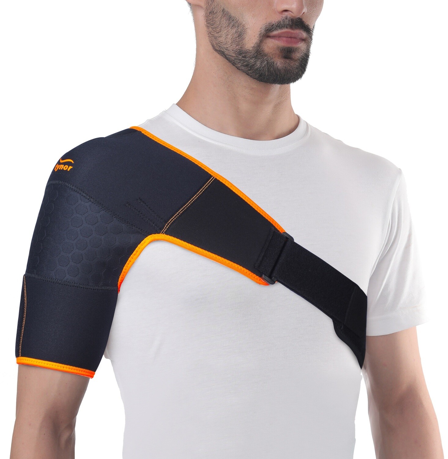 Tynor Shoulder Support Double Lock (Neo), Black & Orange, Universal, 1 Unit
