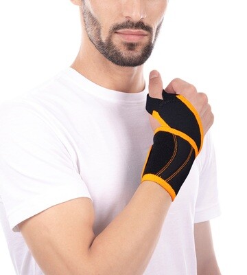 Tynor Wrist Support With Thumb Loop (Neo), Black & Orange, Universal, Pack of 2