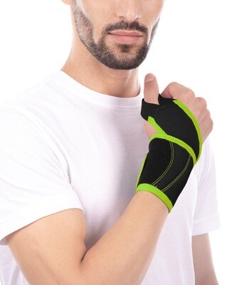 Tynor Wrist Support With Thumb Loop (Neo), Black & Green, Universal, Pack of 2