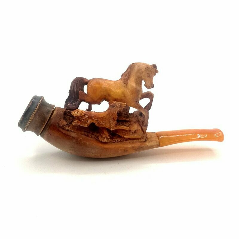 Bocchino sigaro vintage cavallo e cane primi '900