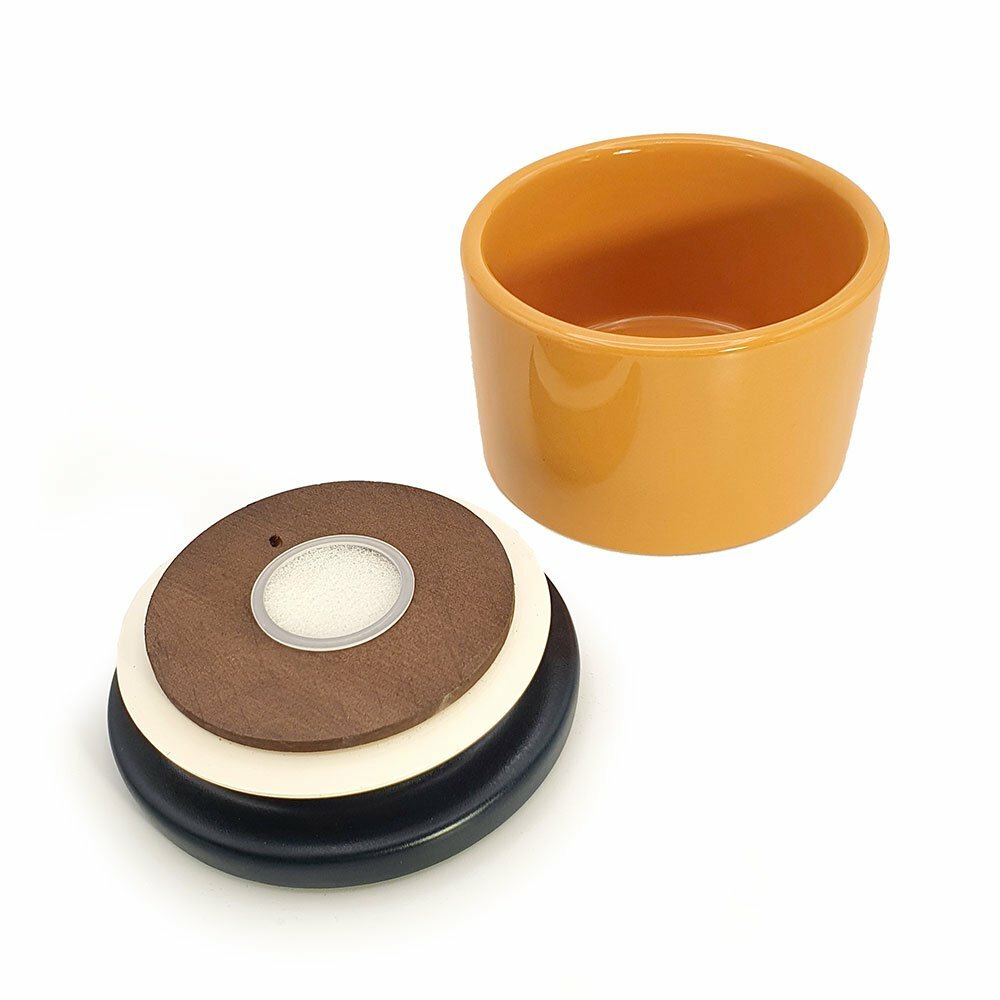 Vaso portatabacco ceramica giallo nero