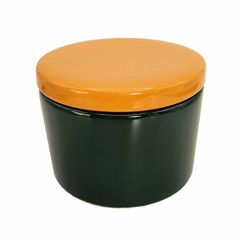 Vaso portatabacco ceramica verde lucido giallo