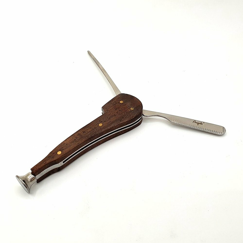 Curapipe a forma di pipa in legno e metallo