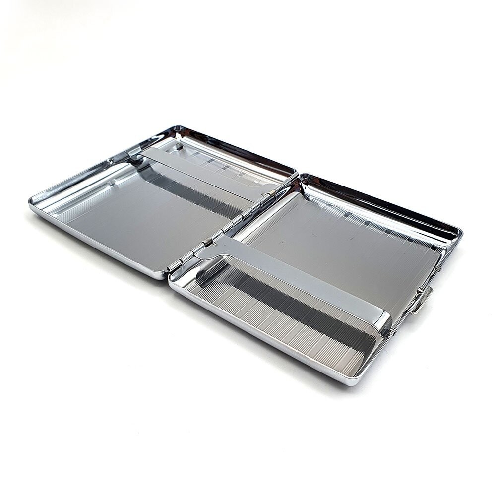 Portasigarette ORLANDO In Metallo Argentato – Sottile, Per 20 Sigarette, Senza Schiacciarle – 95x85x15 Mm - 4