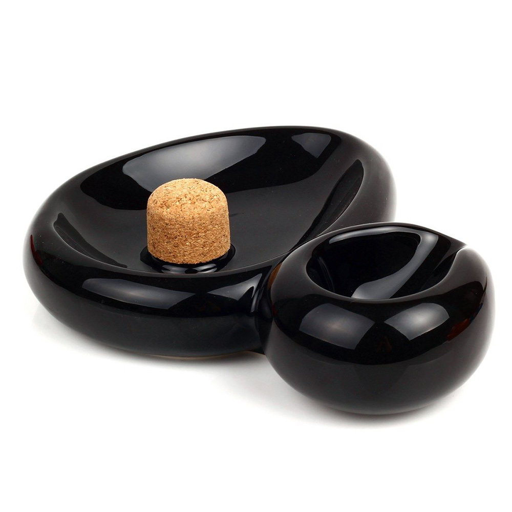 Posacenere - poggiapipa - battipipa ceramica nero