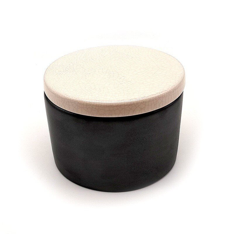 Vaso portatabacco in ceramica nero bianco