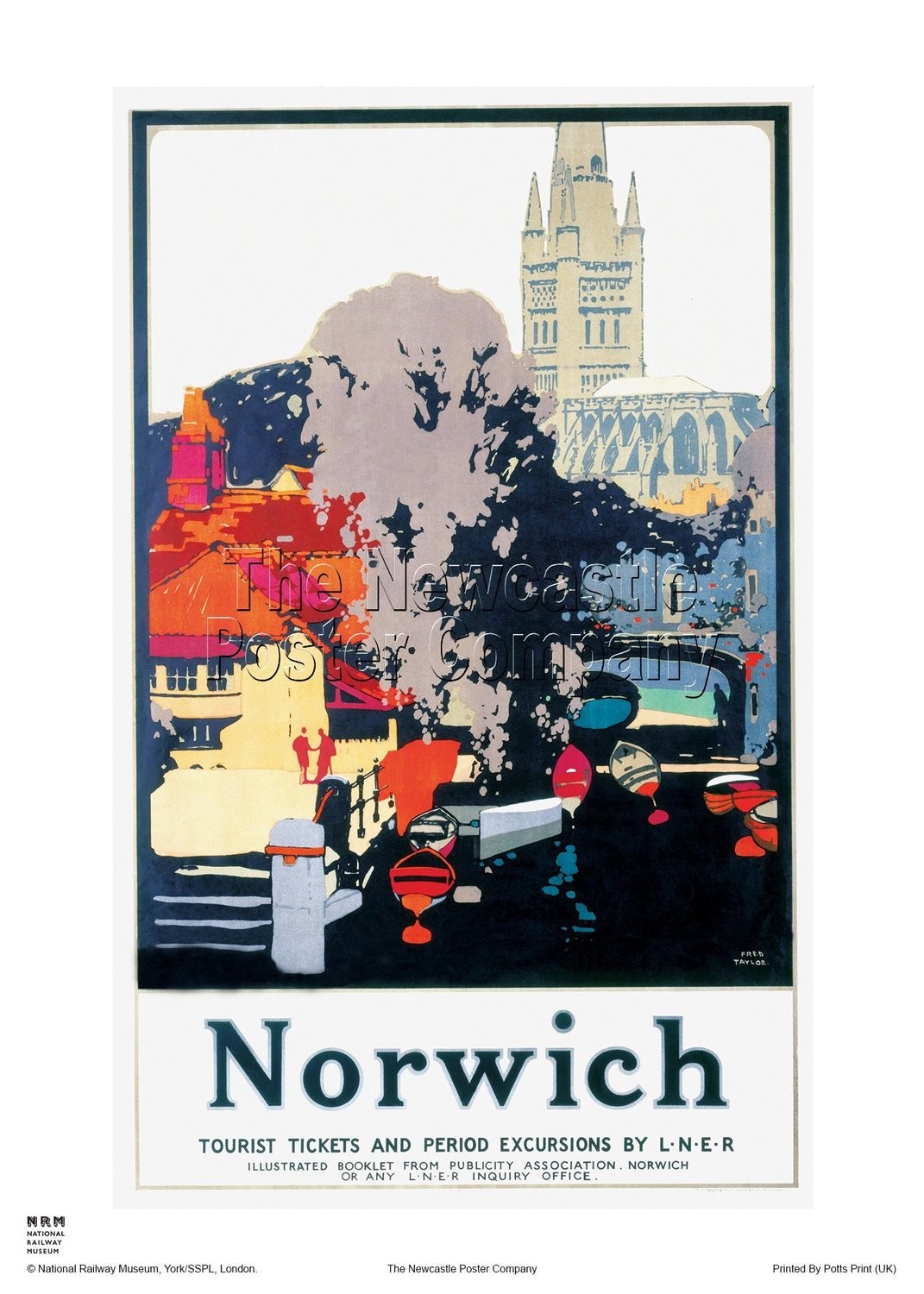 Norwich City British Railway Colourfull Picture Vintage Retro Old Advert Poster 
