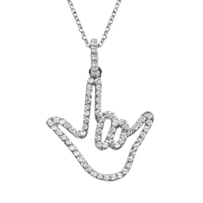 White Solid Gold Love Signâ„¢ Pendant Necklace with Diamonds White Solid Gold Love Signâ„¢ Pendant Necklace with Diamonds