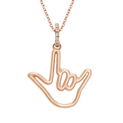 Rose Solid Gold Love Signâ„¢ Pendant Necklace with Diamond Bail Rose Solid Gold Love Signâ„¢ Pendant Necklace with Diamond Bail