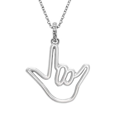 White Solid Gold Love Signâ„¢ Pendant Necklace with Diamond Bail White Solid Gold Love Signâ„¢ Pendant Necklace with Diamond Bail
