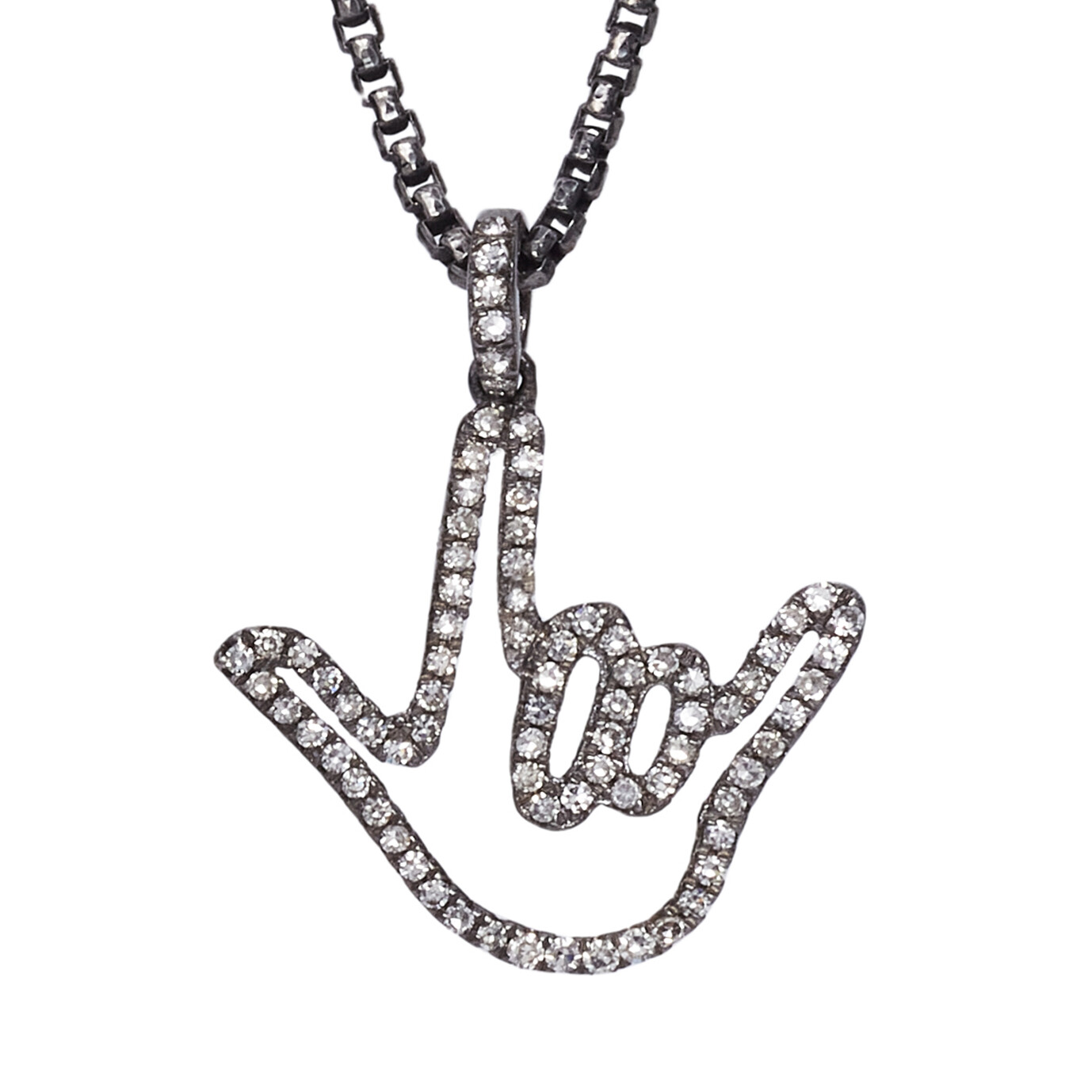 Luxe Silver Love Sign™ Pendant Necklace with Salt & Pepper Diamonds
