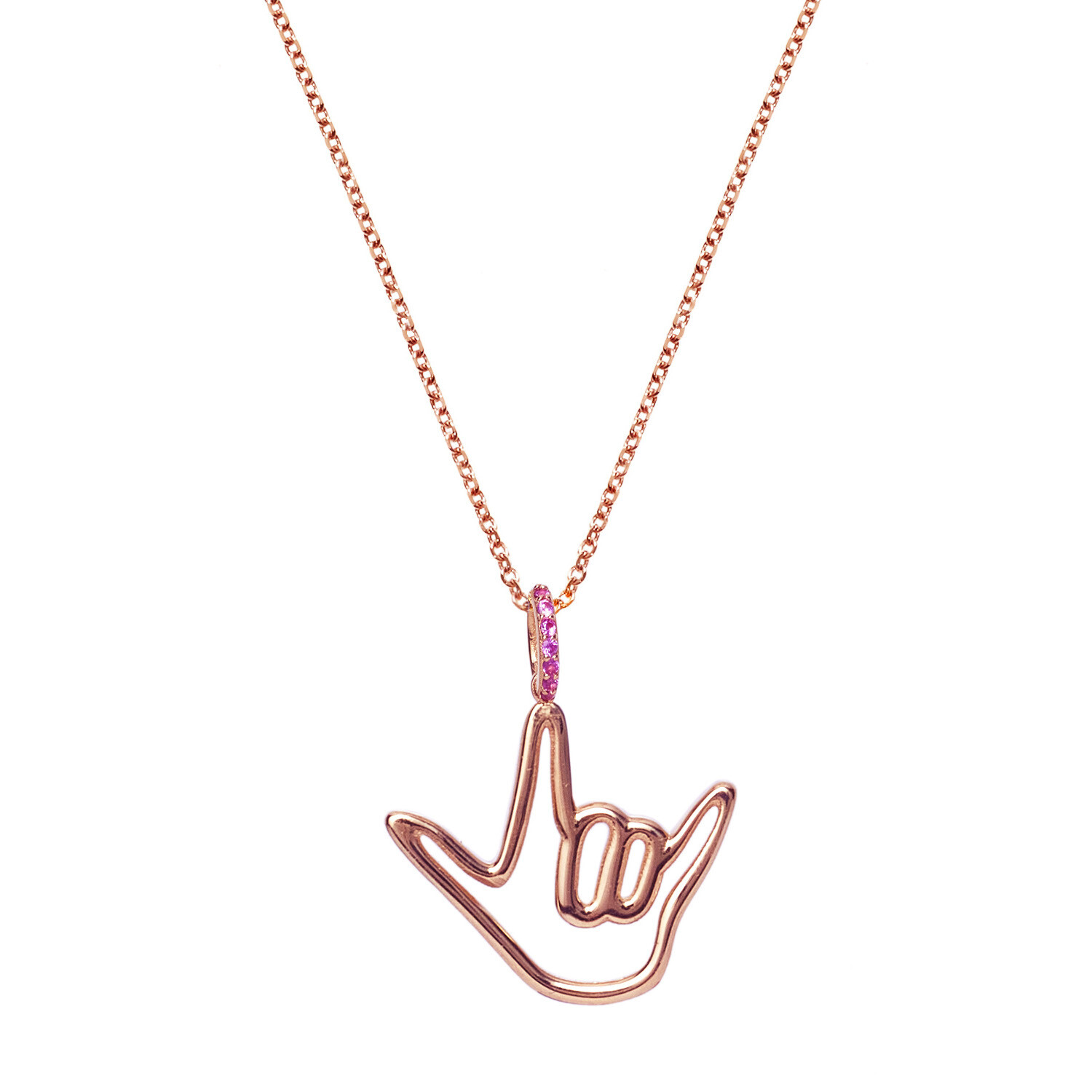 Rose Gold Love Sign™ Pendant Necklace with Pink Sapphire Bail