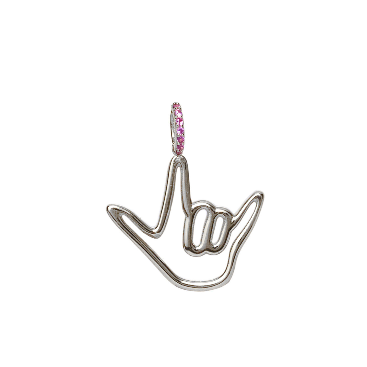 White Gold Love Sign™ Charm with Pink Sapphire Bail
