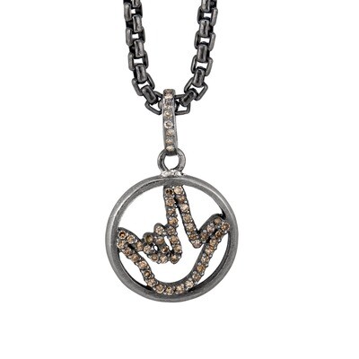 Special Edition Luxe Silver Love Sign™ Encircled Pendant with Salt and Pepper Diamonds