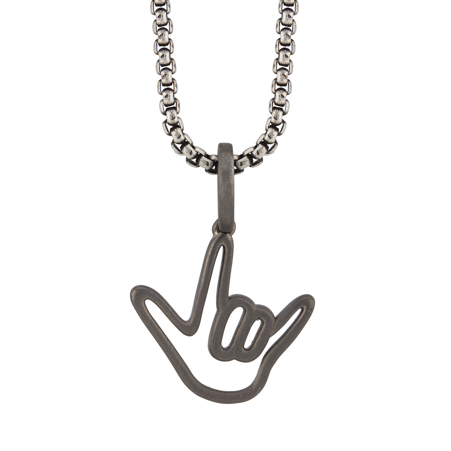 Men's Luxe Matte Silver Love Sign™ Unisex Pendant Necklace