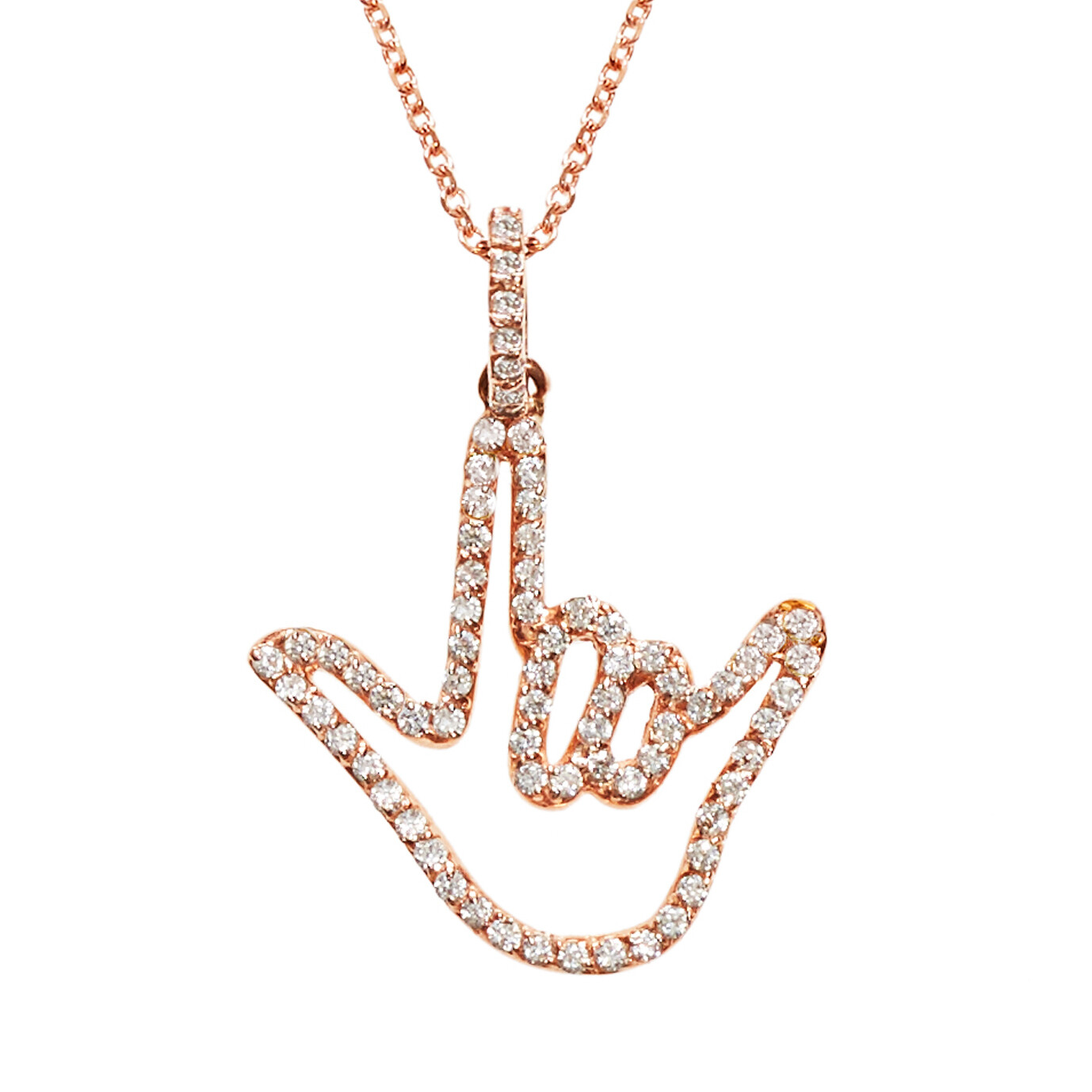 Rose Solid Gold Love Sign™ Pendant Necklace with Diamonds