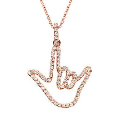 Rose Solid Gold Love Signâ„¢ Pendant Necklace with Diamonds Rose Solid Gold Love Signâ„¢ Pendant Necklace with Diamonds