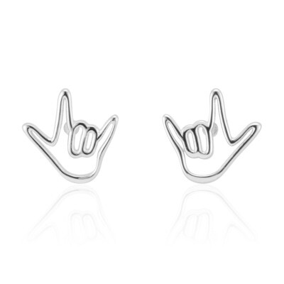 Sterling Silver Love Sign Stud Earrings Sterling Silver Love Sign Stud Earrings
