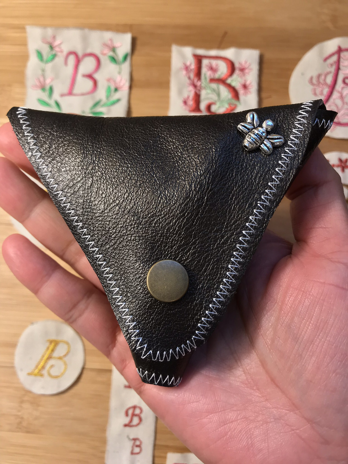Personalized Leather Metal Snap Coin Pouch 