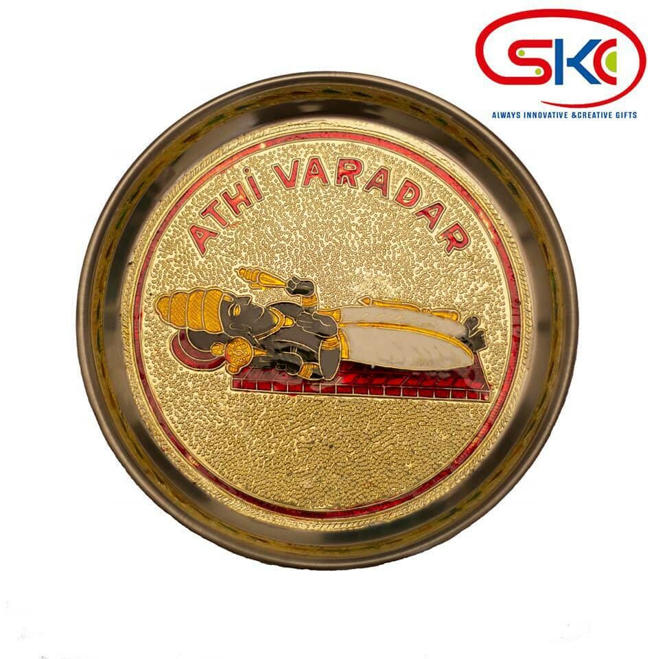Athi varadhar minakari painted decorative plate 6 inches diameter