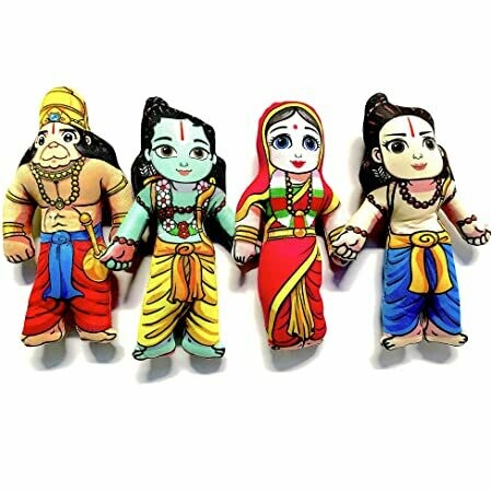 Lord Sri / Shri Ram / Lakshman / Laxman / Sita Maa / Hanuman set of 4 soft & cuddly toys