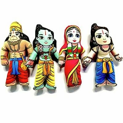 Lord Sri / Shri Ram / Lakshman / Laxman / Sita Maa / Hanuman set of 4 soft &amp; cuddly toys