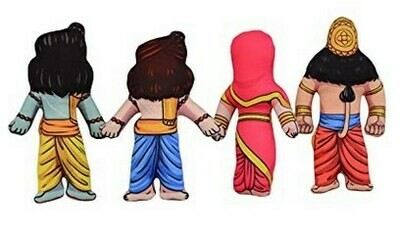 Lord Sri / Shri Ram / Lakshman / Laxman / Sita Maa / Hanuman set of 4 soft &amp; cuddly toys