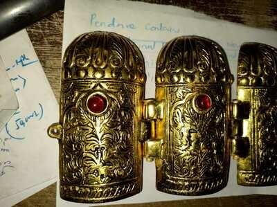 Brass Circular Dome shaped Shriram / Sriram Darbar Puja Mandir with Deities of Lord Shri Ram, Sita Devi, Lakshman & Hanuman