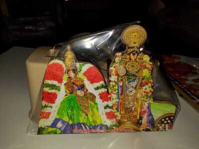 Namperumal Serthi Photo cut out 8x6 inches , Thayar Green Pavadai wood Lamination Stand / Wall mount  type