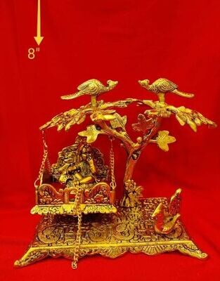 Shri Krishna Jhula / Jhoola / Oonjal / Unjal , Brass.  ஊஞ்சல் கிருஷ்ணர் - அழகான சிற்ப வேலைப்பாடுகளுடன்