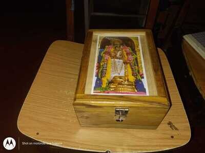 Multipurpose wooden box (Thirumann, Saligramam, Vigraham etc. keeping box) with padlock latch.