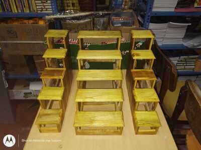 Set of 3 Teak wood ,Varnish finish multipurpose wooden steps.