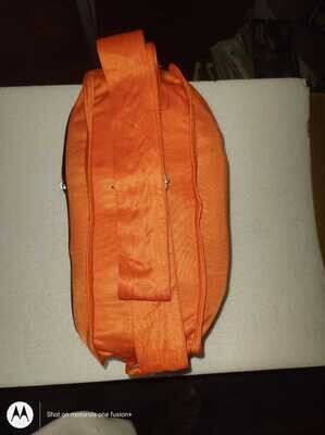 Saffron/orange or Kaavi colour Ayodhya Canvas / Cotton Bags , Multipurpose / Multi compartment , Vadakalai Thirumann ( Size - M, 8.1 inch Ht. x 11 inches wide)