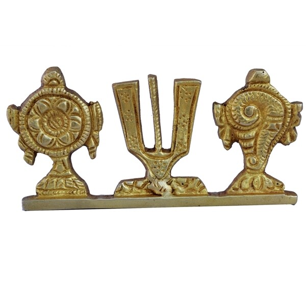 Brass Shanku chakra namam - Thenkalai , Ht. 2 inches