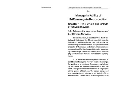 Managerial Ability of Sri Ramanuja