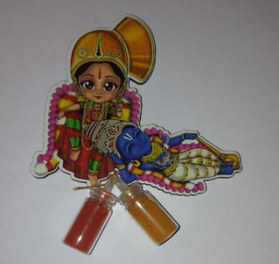 Andal Rangamannar MDF Cutout Magnet with Haldi kumkum for Thamboolam Gift -  Pack of 4