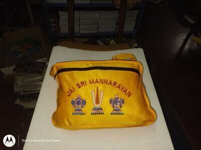 Yellow colour Ayodhya Canvas / Cotton Bags , Multipurpose / Multi compartment , Vadakalai Thirumann ( Size - M, 8.1 inch Ht. x 11 inches wide) Yellow colour Ayodhya Canvas / Cotton Bags , Multipurpose / Multi compartment , Vadakalai Thirumann ( Size - M, 8.1 inch Ht. x 11 inches wide)