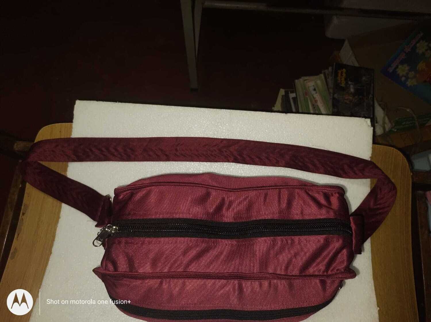Maroon colour Ayodhya Canvas / Cotton Bags , Multipurpose / Multi compartment , Vadakalai  Thirumann  ( Size - M,  8.1 inch Ht. x 11 inches wide)