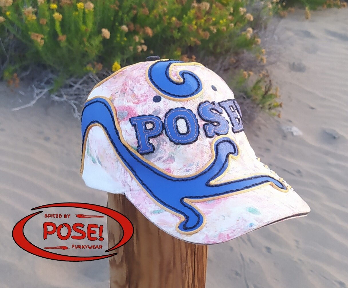 &quot;Splash of blue&quot; one of kind basketball cap