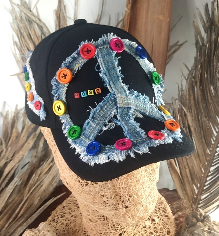 Hand embroidered, limited edition basketball cap &quot;peace on earth&quot;