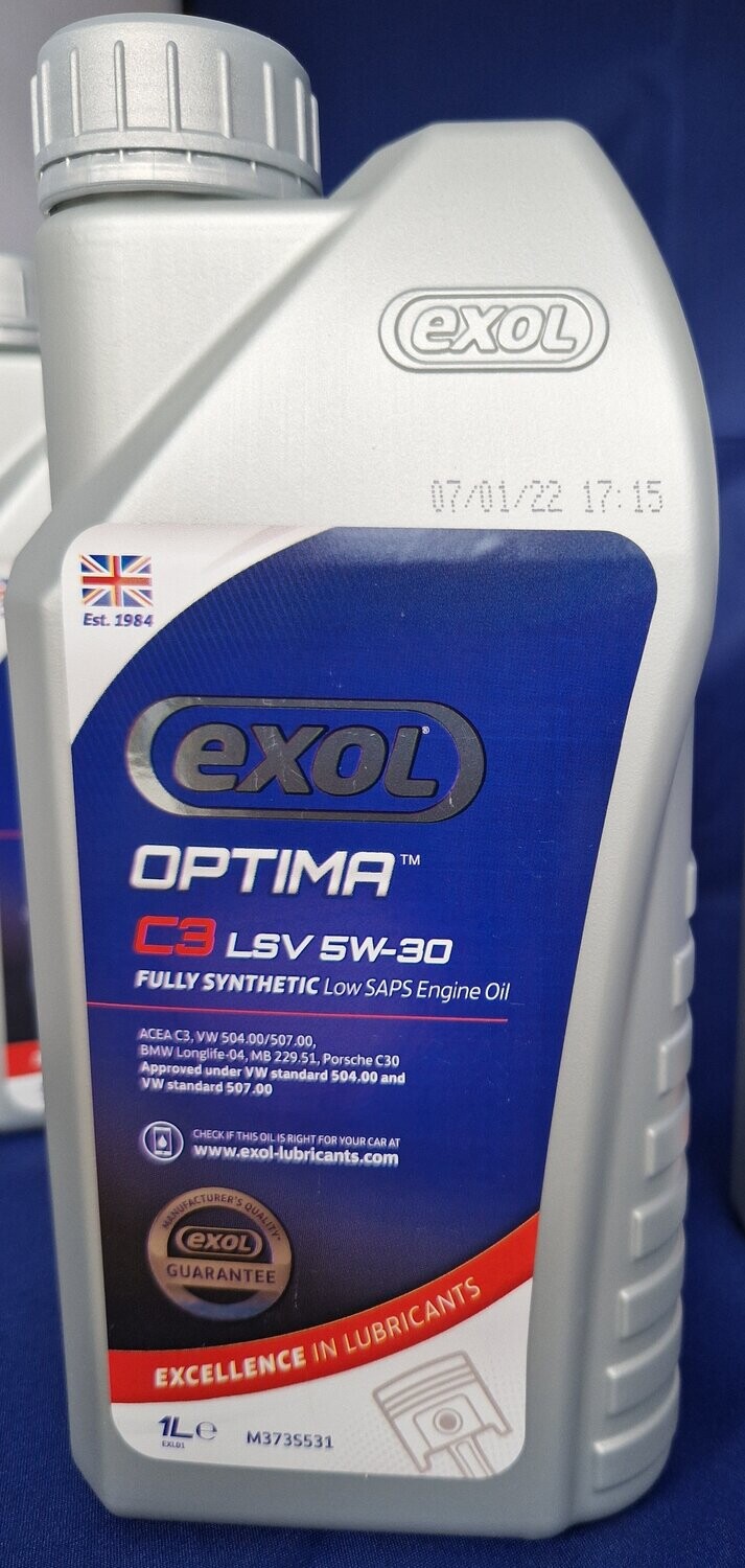 Exol Optima LSV 5W30 Long-Life Engine Oil., Select Pack Size: 1lt