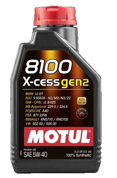 Motul 8100 X-Cess gen2 5w40 Motul 8100 X-Cess gen2 5w40, Select pack Size & Qty: 1lt