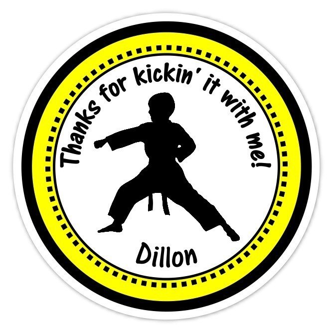 Boy Yellow Karate Birthday Stickers