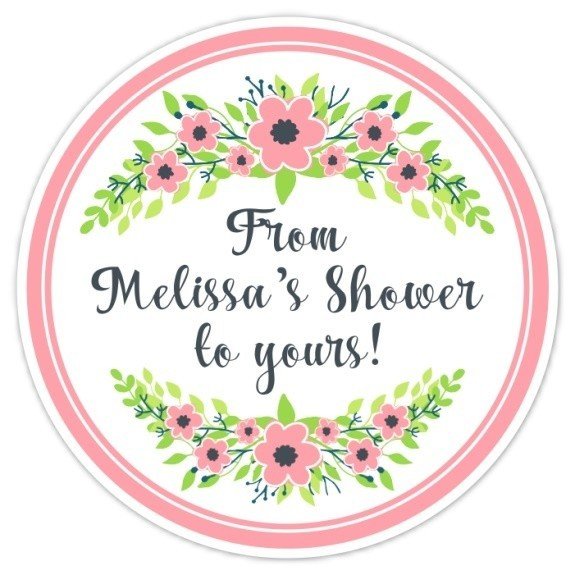 Pink and Green Floral Wedding Shower Stickers