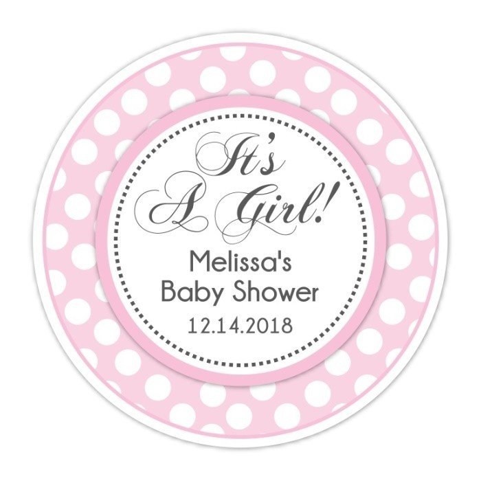 Pink Polka Dot It's A Girl Baby Shower Stickers
