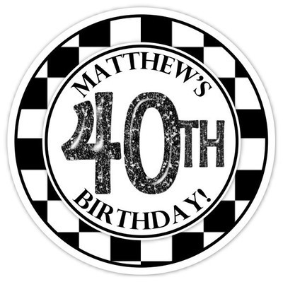 Black and White Check 40th Birthday stickers Black and White Check 40th Birthday stickers