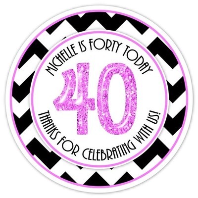 40th Birthday Black and Hot Pink Stickers 40th Birthday Black and Hot Pink Stickers