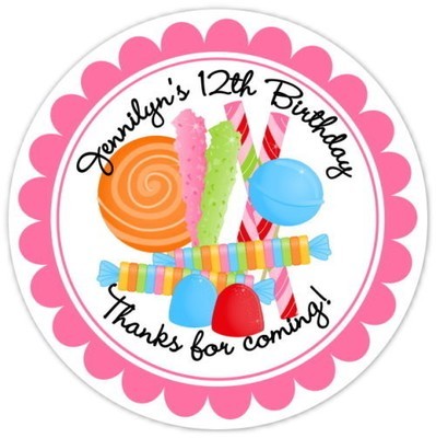 Candy Land Birthday Stickers, Design 2 Candy Land Birthday Stickers, Design 2