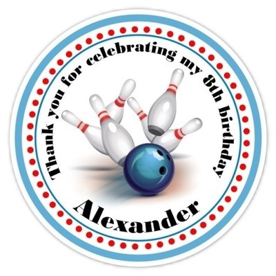 Personalized Bowling Stickers - Blue and Red Personalized Bowling Stickers - Blue and Red